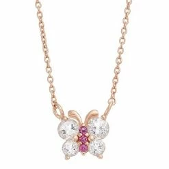 Budget 👍 Unbranded 14k Rose Gold Over Silver Morganite & Rhodolite Garnet Butterfly Pendant Necklace 😀