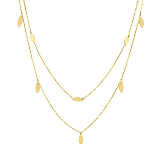 Wholesale ๐ Unbranded 14k Gold Double Strand Marquise Station Choker Necklace โค๏ธ