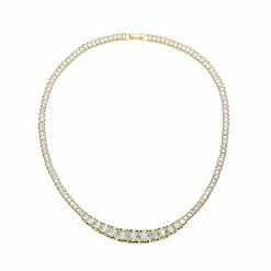 Budget ⌛ Unbranded 14k Gold Over Sterling Silver Tennis Necklace ✔️