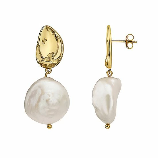 New ๐ Unbranded 14k Gold Over Sterling Silver Freshwater Pearl Drop Earrings ๐