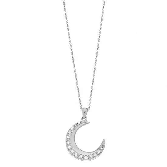 Outlet ๐ Unbranded Sterling Silver 1/5 Carat T.W. Diamond Moon Pendant Necklace ๐