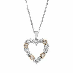 Budget 🔥 Unbranded Two Tone 10k Gold 1/2 Carat T.W. Diamond Heart Pendant Necklace 🤩