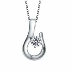 Outlet 🔥 Unbranded Sterling Silver Cubic Zirconia Open Drop Pendant Necklace 🛒