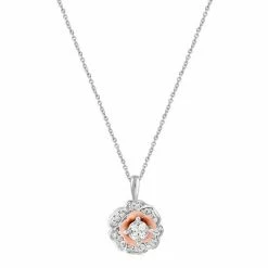 Best Sale ✨ Unbranded 10k Rose Gold Sterling Silver 1/4 Carat T.W. Diamond Floral Cluster Pendant Necklace ⌛
