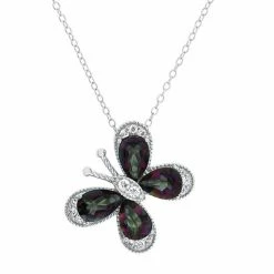 Best reviews of 💯 Unbranded Sterling Silver Multicolored Quartz & White Topaz Butterfly Pendant Necklace 🧨