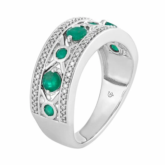 Discount ๐งจ Unbranded 10k White Gold Emerald & 1/5 Carat T.W. Diamond "X" Ring ๐ฅฐ - Image 3