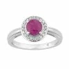 Coupon 😉 Unbranded 10k White Gold Ruby & 1/8 Carat T.W. Diamond Halo Ring ❤️