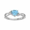Coupon ✔️ Unbranded 10k White Gold Simulated Aquamarine & Diamond Accent Swirl Heart Ring 🛒