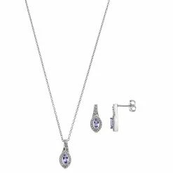 Cheap ✔️ Unbranded Sterling Silver Tanzanite & White Topaz Pendant & Earring Set 😍