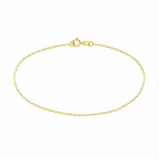 Deals ๐งจ Unbranded 14k Gold 0.88 Mm Long Link Box Chain Bracelet ๐