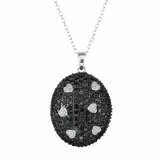 Flash Sale 🤩 Unbranded 1 9/10 Carat T.W. Black & White Diamond Sterling Silver Heart Pendant Necklace 🔥