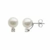 New ❤️ Unbranded 18k White Gold AA Akoya Cultured Pearl And 1/5-ct. T.W. Diamond Stud Earrings (8-8.5 Mm) 🎉