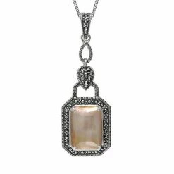 Outlet ✔️ Unbranded Lavish By TJM Sterling Silver 👩 Mother-of-Pearl & Crystal Doublet Pendant 🤩