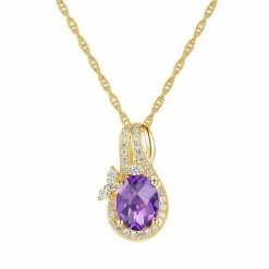 Budget ⭐ Unbranded 14k Gold Over Silver Amethyst & Lab-Created White Sapphire Pendant Necklace 💯