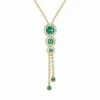 Coupon 😀 Unbranded 14k Gold Over Silver Lab-Created Emerald & White Sapphire Drop Necklace 🤩