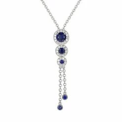 Outlet 😉 Unbranded Sterling Silver Lab-Created Blue & White Sapphire Drop Necklace 🔔