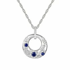Top 10 ⭐ Unbranded Sterling Sliver Lab-Created Blue & White Sapphire Pendant Necklace 😀