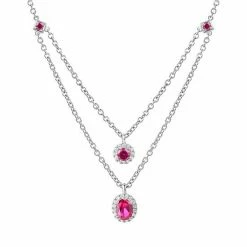 Best deal ⌛ Unbranded Sterling Sliver Lab-Created Ruby & White Sapphire Double Layer Necklace 🧨