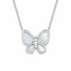 Cheap ❤️ Unbranded Sterling Silver 👩 Mother-Of-Pearl & Lab-Created White Sapphire Butterfly Pendant Necklace ❤️