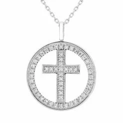 Top 10 😉 Unbranded Sterling Silver 1/5 Carat T.W. Diamond Cross Pendant Necklace 😀