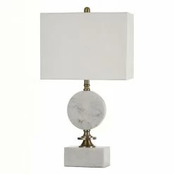 Coupon 😉 Unbranded Marble Disc & Brass Accent Table Lamp On Marble Base 🎉