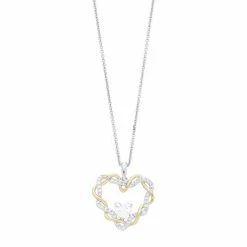 Brand new 🌟 Unbranded 14k Gold Over Silver Two-Tone Lab-Created White Sapphire Heart Pendant Necklace 🌟