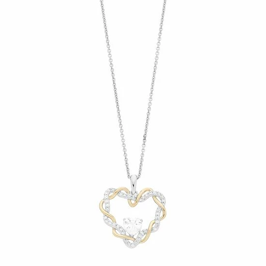 Brand new 🌟 Unbranded 14k Gold Over Silver Two-Tone Lab-Created White Sapphire Heart Pendant Necklace 🌟