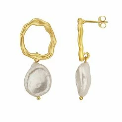 Wholesale 🛒 Unbranded 14k Gold Over Sterling Silver Freshwater Cultured Pearl Drop Earrings ❤️