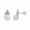 Top 10 ❤️ Unbranded Sterling Silver Freshwater Cultured Pearl & Round Cubic Zirconia Stud Earrings ⭐