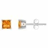 Best Sale 🛒 Unbranded 14k Gold 4 Mm Princess Cut Citrine Stud Earrings 14k White Gold 🤩