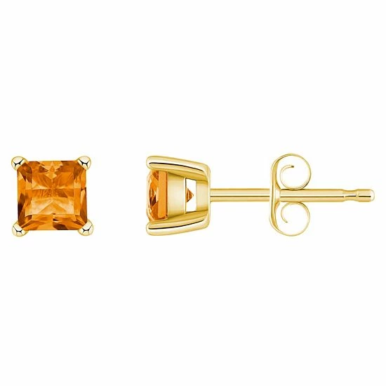 Best Sale ๐ Unbranded 14k Gold 4 Mm Princess Cut Citrine Stud Earrings 14k White Gold ๐คฉ - Image 3