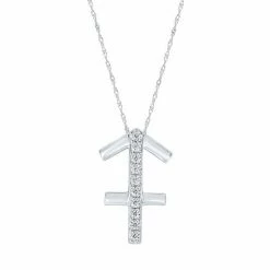 Hot Sale 🛒 Unbranded Sterling Silver 1/10 Carat T.W. Diamond Pave Sagittarius Zodiac Pendant Necklace Two Tone 🧨
