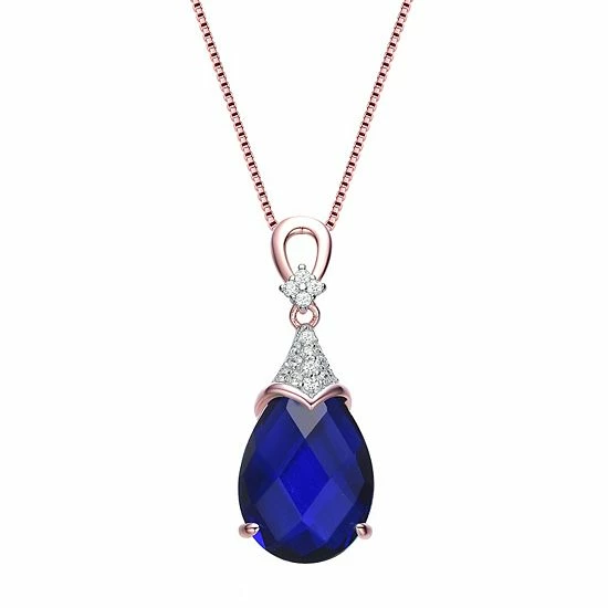 Best Pirce ๐ Unbranded Rose Gold Tone Sterling Silver Cubic Zirconia Teardrop Pendant Necklace ๐