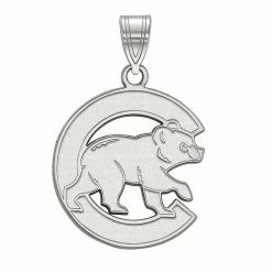 Outlet 👍 Unbranded 14k Gold LogoArt Chicago Cubs Large Walking Bear Pendant White 😍