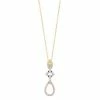 Best Pirce 💯 Unbranded Tri-Tone Sterling Silver Lab-Created White Sapphire Drop Pendant Necklace 👏