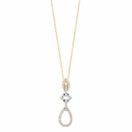 Best Pirce ๐ฏ Unbranded Tri-Tone Sterling Silver Lab-Created White Sapphire Drop Pendant Necklace ๐