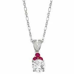 Best reviews of ❤️ Unbranded Sterling Silver Lab-Created White Sapphire & Lab-Created Ruby Pendant Necklace 🔥