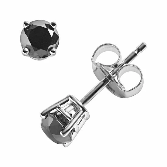 Cheapest 🔥 Unbranded 10k White Gold 1/2-ct. T.W. Round-Cut Black Diamond Stud Earrings ✔️