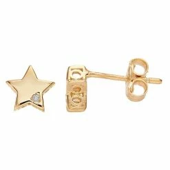 Wholesale 💯 Unbranded 14k Gold 1/10 Carat T.W. Diamond Star Stud Earrings 🎁