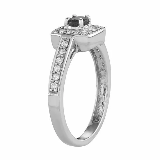 Outlet ๐ Unbranded 14k White Gold 1/3 Carat T.W. Diamond & Gemstone Halo Engagement Ring Emerald โ - Image 2