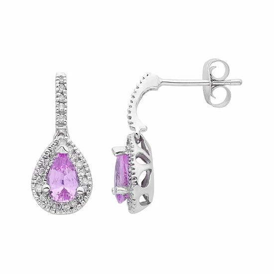 Cheapest โ Unbranded 14k Rose Gold Pink Sapphire & 1/5 Carat T.W. Certified Diamond Teardrop Earrings ๐ - Image 4