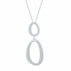Promo 🔥 Unbranded Sterling Silver Cubic Zirconia Double Oval Necklace 🔔