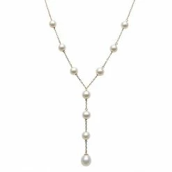 Cheapest ⭐ Unbranded 10k Gold Freshwater Cultured Pearl Station Y Necklace ✨