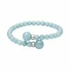 Best Pirce 🎁 Unbranded Sterling Silver Aquamarine Bead Flex Bangle Bracelet 🧨