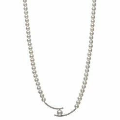 Cheapest 🤩 Unbranded Sterling Silver Freshwater Cultured Pearl & Cubic Zirconia Bypass Necklace 🔥