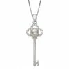 Deals 🥰 Unbranded Sterling Silver Freshwater Cultured Pearl & Cubic Zirconia Key Pendant 🎁
