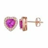 Cheapest 👍 Unbranded 14k Rose Gold Over Silver Lab-Created Pink & White Sapphire Heart Stud Earrings 👍