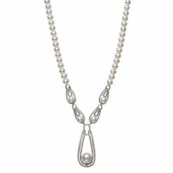 Cheapest 😉 Unbranded Sterling Silver Freshwater Cultured Pearl & Cubic Zirconia Y Necklace ⌛