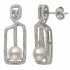 Outlet ✨ Unbranded Sterling Silver Freshwater Cultured Pearl & Cubic Zirconia Geometric Drop Earrings 🔔