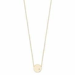 Brand new ⌛ Unbranded 14K Gold Round Disk Diamond Accent Pendant Necklace 🎁